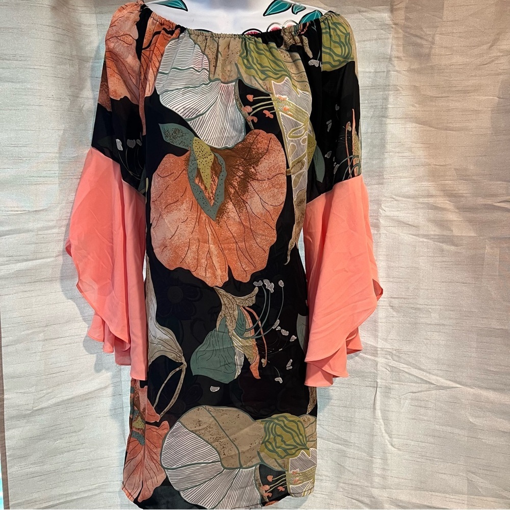 Black Coral Floral Dress